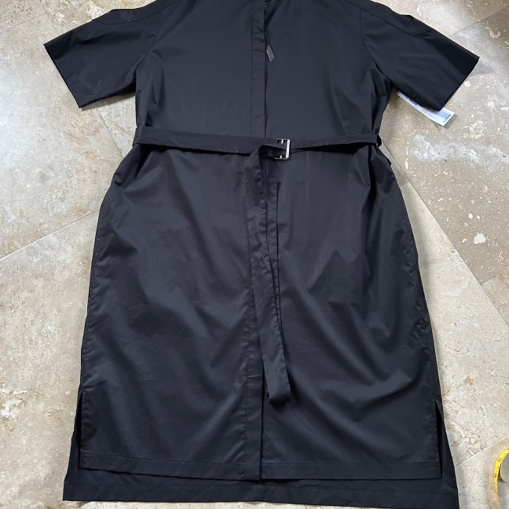 DKNY Black Cold Shoulder Cotton Shirt Dress With Belt, Size L - Picture 15 of 16